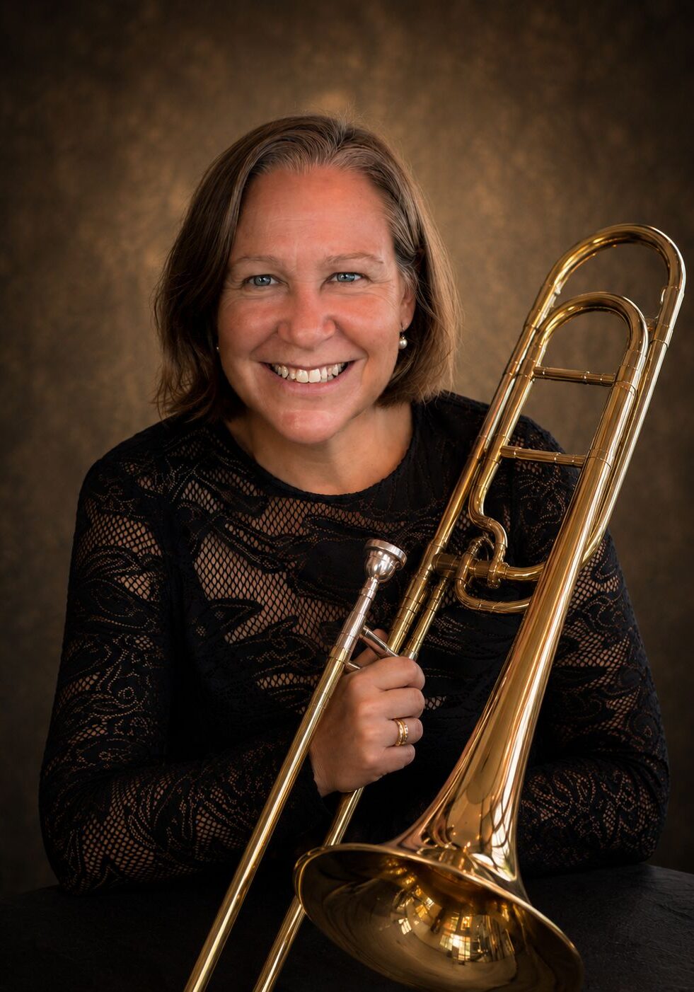 Melissa Campbell and her trombone